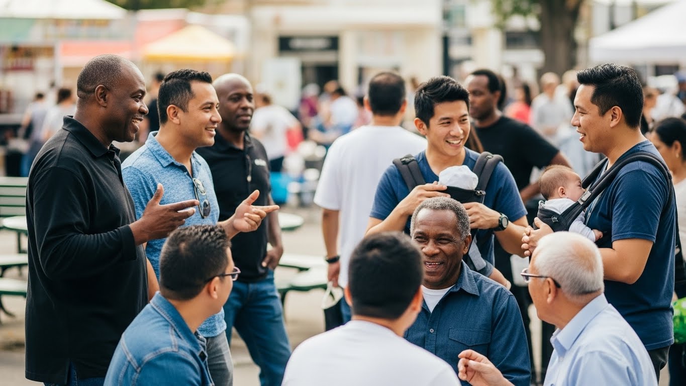 Diverse community crowd